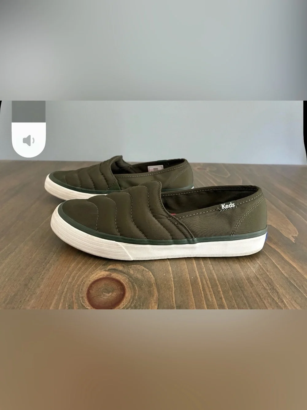 New Keds Olive Green Quilted Softerra  puffer Slip-On Sneakers size 7
